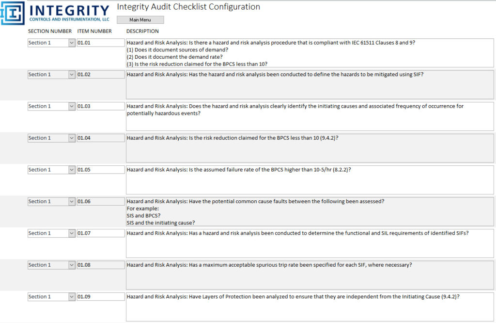 Integrity Controls & Instrumentation Functional Safety Services